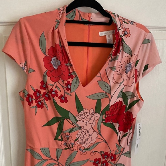 BOGO! NWT London Times Floral Print Cap Sleeve Sheath Dress In Pink size 10 - Picture 6 of 13